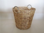 Woven water hyacinth laundry basket with handles