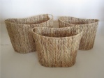 Woven water hyacinth storage basket with handles