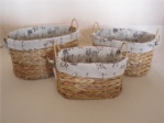 Water hyacinth storage baskets with lining
