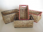 Rectangular woven water hyacinth storage basket