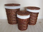 Lined willow laundry basket with lids