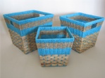 Tapered water hyacinth storage basket with handle