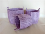 purple paper belly basket with handle